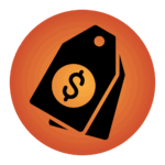 Icon representing sale dollar sign indicating value for money when buying this when playing strategy board game
